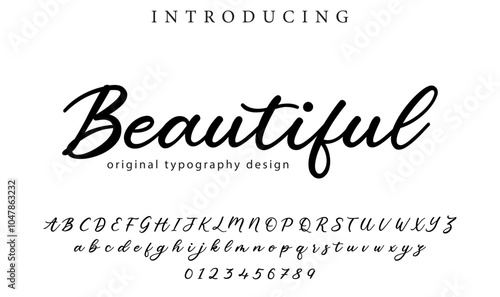 Beautiful Font Stylish brush painted an uppercase vector letters, alphabet, typeface
