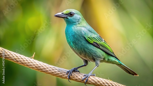 Symmetrical Palm tanager perched on dry branches with beautiful background