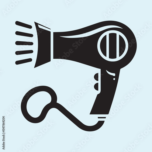 Hair dryer logo vector, Hair dryer silhouette vector icon black and white