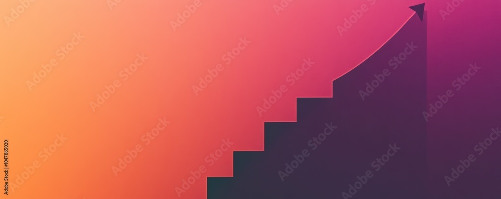 Obraz premium Abstract staircase rising upwards against a gradient background.