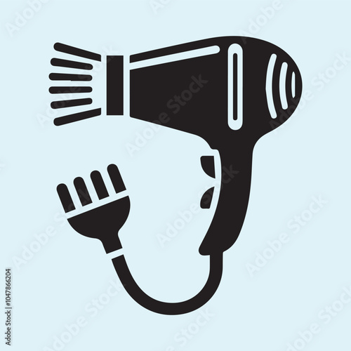 Hair dryer logo vector, Hair dryer silhouette vector icon black and white