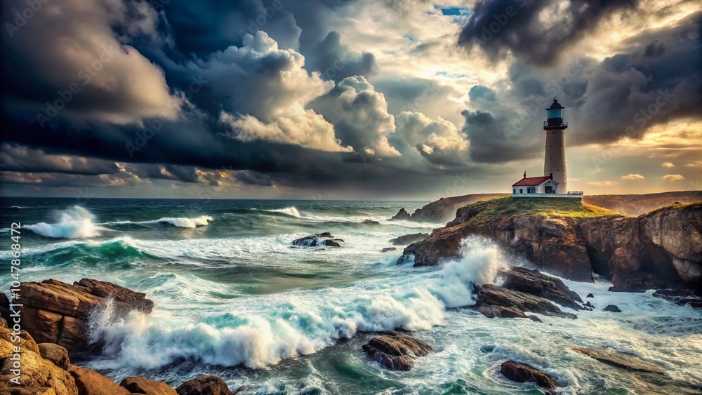 Fototapeta premium lighthouse on the coast, generative ai, ai generated, ai