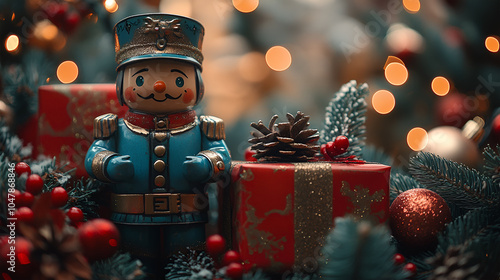 Vintage tin toy soldier as a Christmas gift