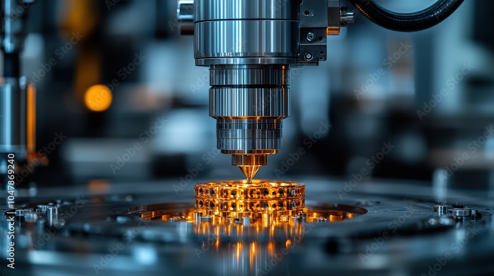 A close-up image of a high-tech laser etching machine precision engineering a metallic surface A close-up image of a high-tech laser etching machine precision engineering a metallic surface