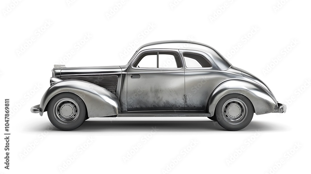Naklejka premium Silver car isolated on white background