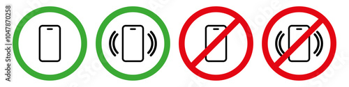 Señal de prohibición de llamadas, conjunto de iconos de prohibición de uso de teléfono. 