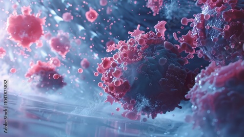 Abstract 3D Render of Pink and Blue Organic Shapes