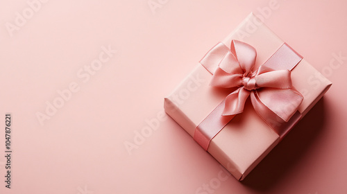 Wallpaper Mural Delicate pink gift box with a ribbon on a soft pink background for Valentine's Day Torontodigital.ca