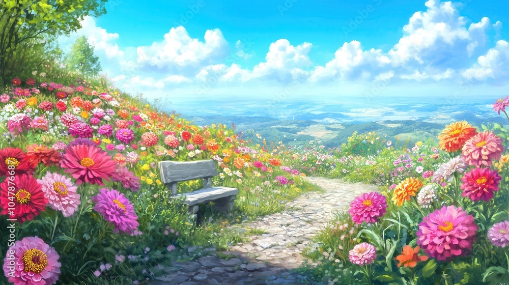 Obraz premium Flower road in the mountain