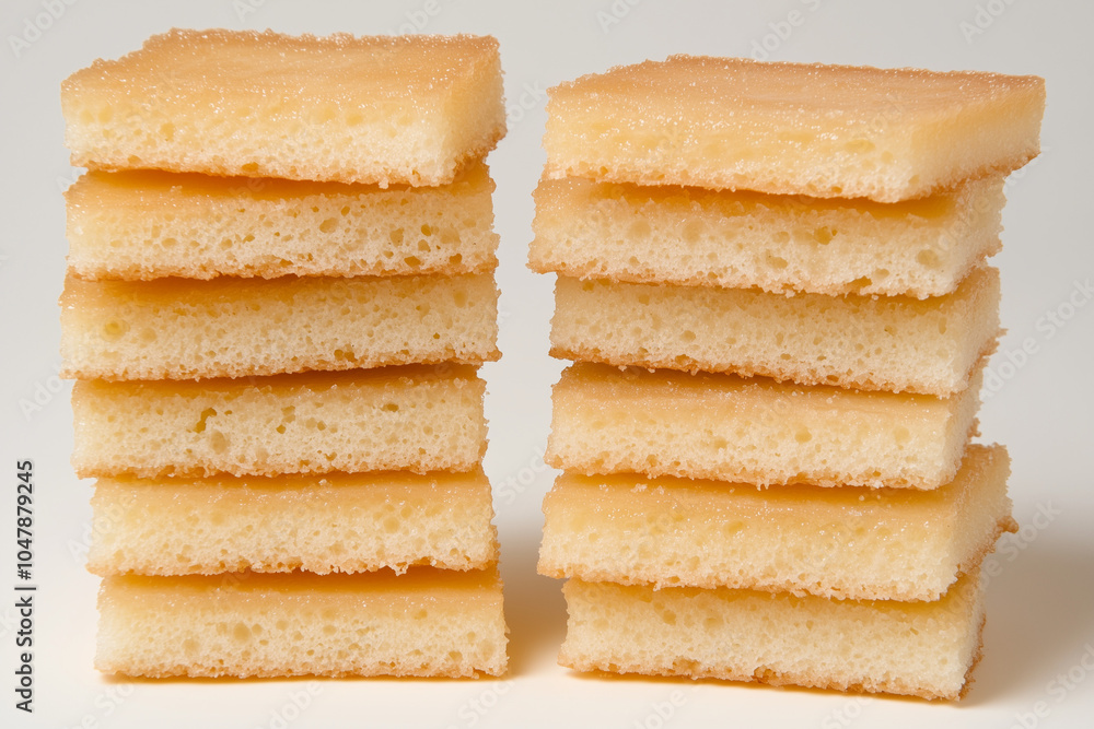 Fototapeta premium stacked honey cake slices on white background