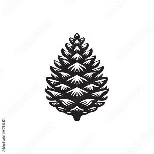Pine Cone silhouette vector art illustration