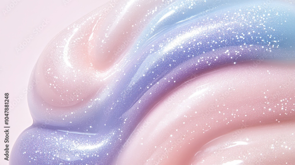 Obraz premium Sparkling iridescent pastel slime texture with glitter edges