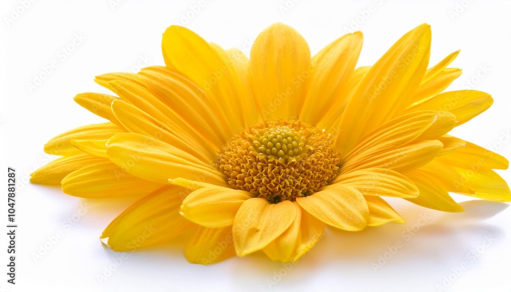 Obraz premium Daisy yellow on white background isolated. Beautiful flower.
