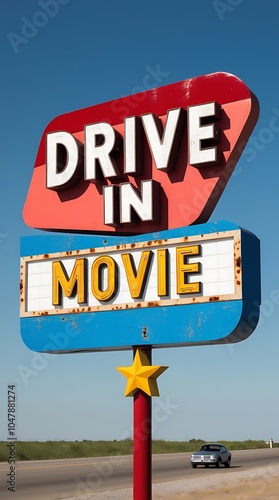 Vintage drive-in movie sign with classic retro details on display (18)