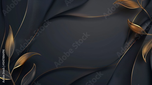 Abstract Black and Gold Leaf Background