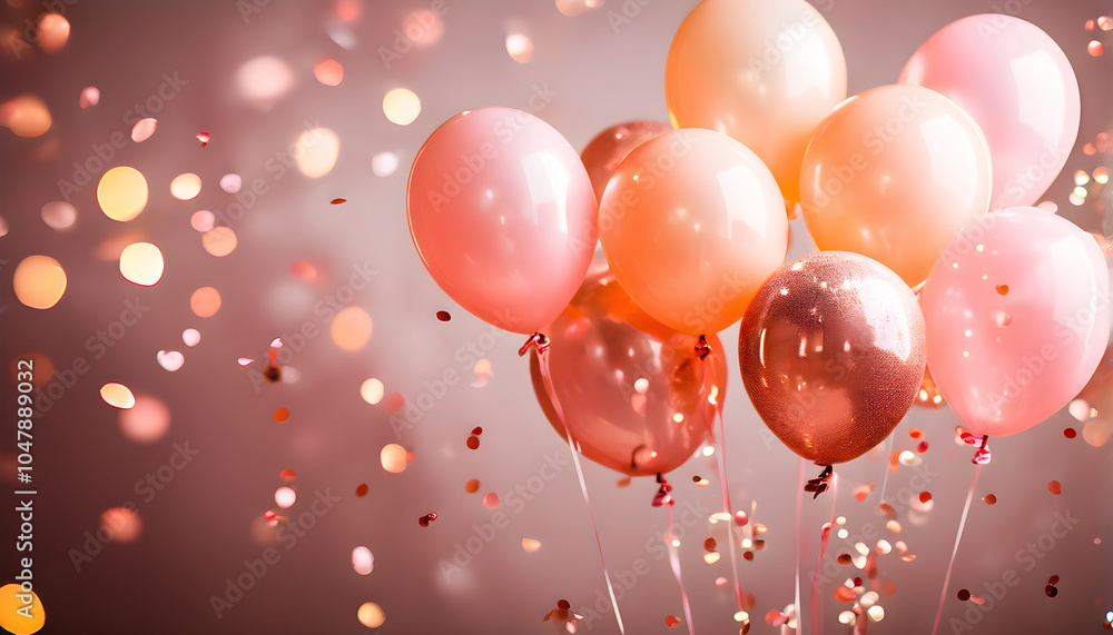 Festive background with party balloon decorations in celebration mode Festive background with party balloon decorations in celebration mode