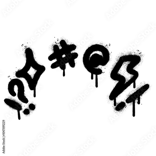 Spray Painted Graffiti swearing icon isolated on white background.