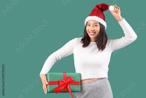 Happy young asian woman in ...