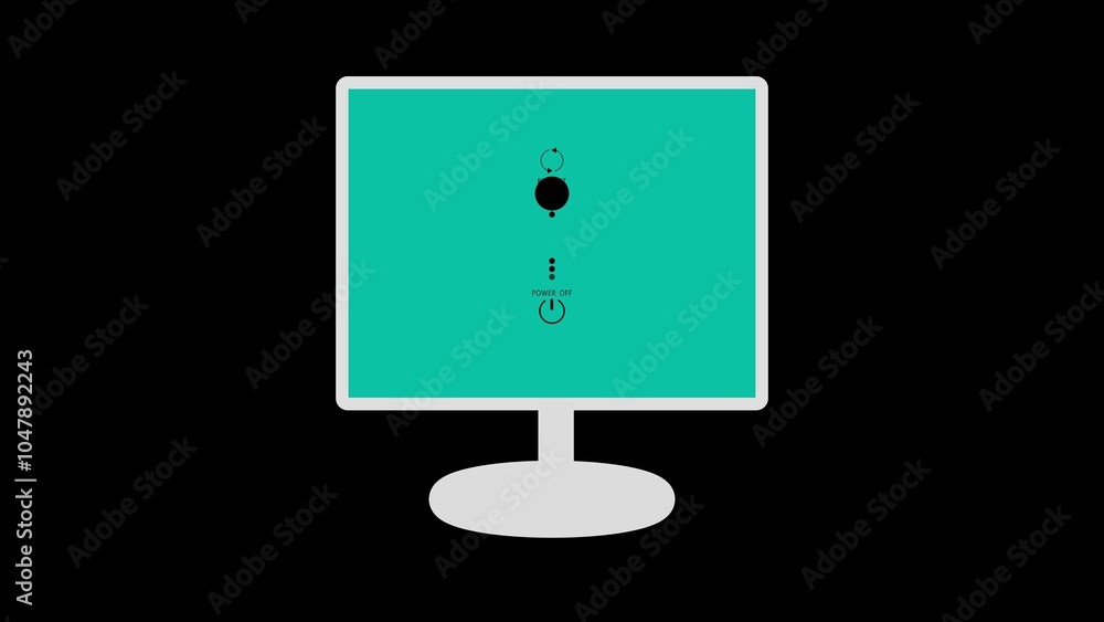 Turn off or restart the pc desktop, reboot now computer restart button on a touch screen display rebooting a smartphone, tablet mobile phone device, macro detai