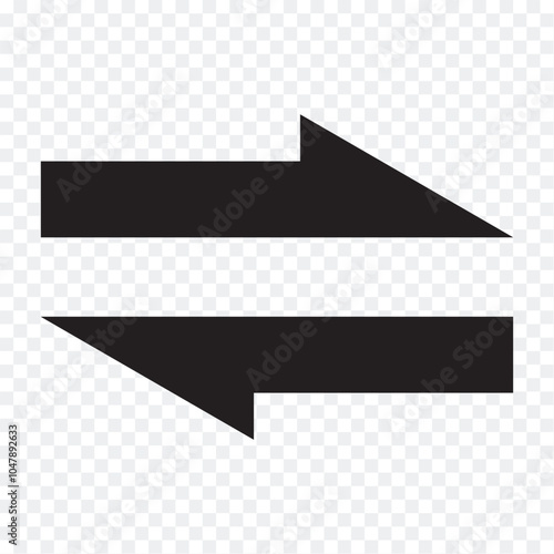 Data transfer arrows icon vector. Recycling, exchange, left and right and direction sing, up and down symbol arrow icon in transparent background. Vector illustration.