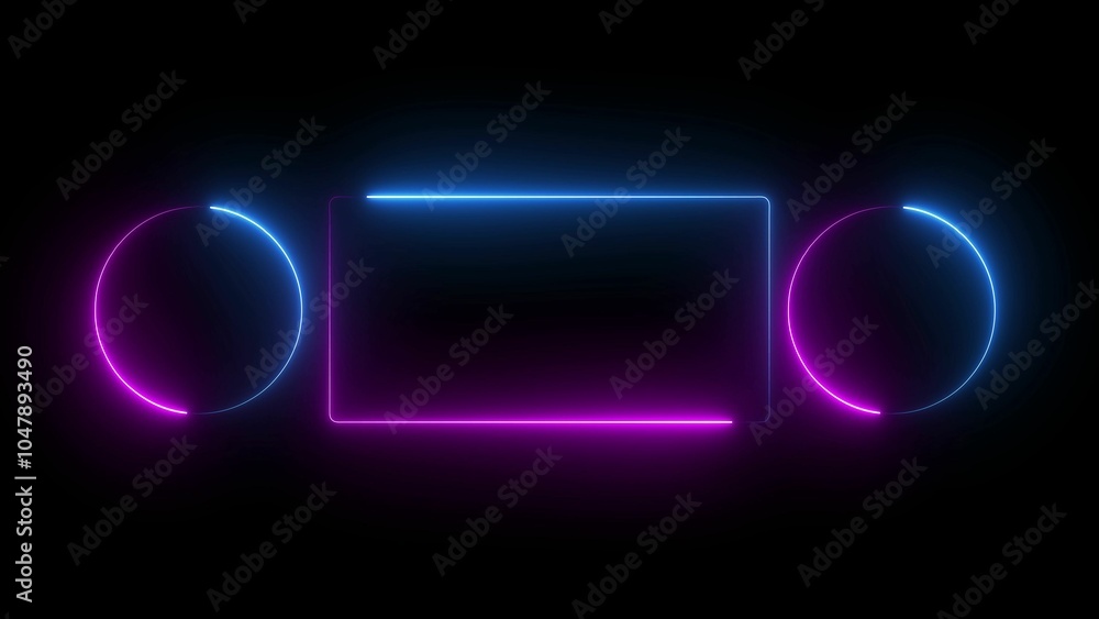 neon sign on a black background. Square neon animation black background. 4k vedios. Rectangle and circle neon frame . neon sign on a black background. Square neon animation black background. 4k vedios. Rectangle and circle neon frame .