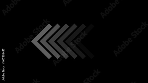 Fotografie arrows flashing on and off in sequence, nimated looping swipe left black arrow pointing to the right isolated on a white background
