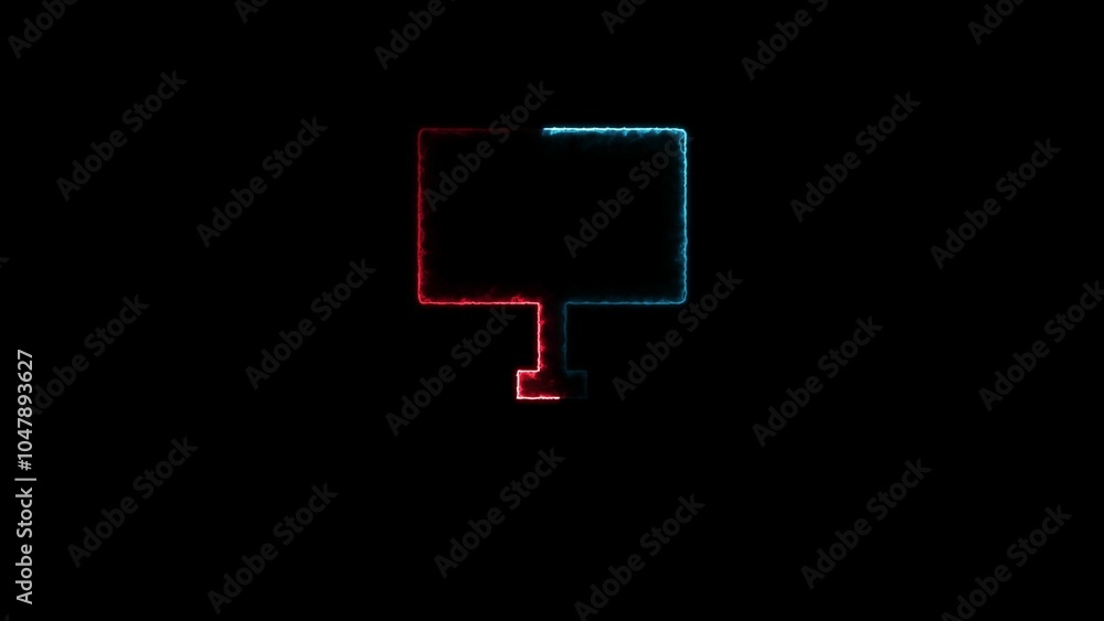 neon desktop computer icon on black background neon desktop computer icon on black background