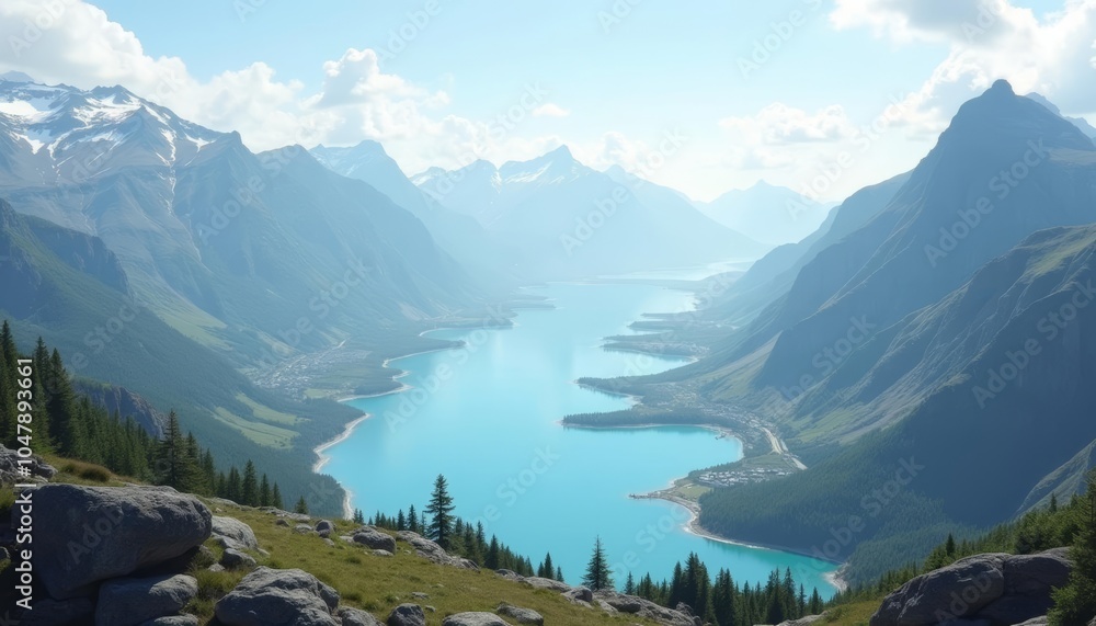 Naklejka premium Majestic mountain lake a serene natural wonder