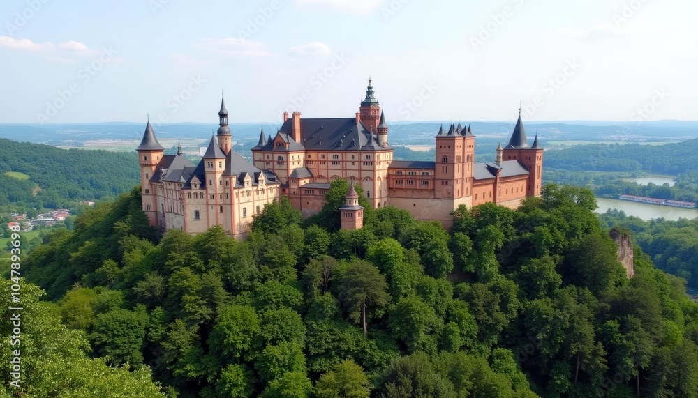 Enchanting castle on a verdant hill a testament to timeless grandeur Enchanting castle on a verdant hill a testament to timeless grandeur