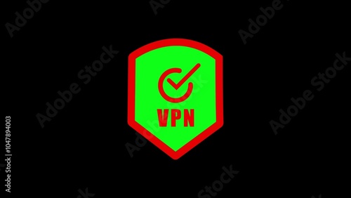  Animated VPN symbol with Shield Icon. Animated VPN symbol with Shield Icon.