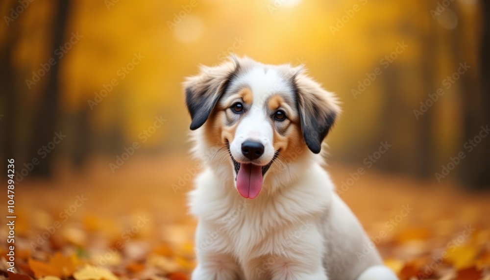 Joyful puppy in autumns embrace Joyful puppy in autumns embrace