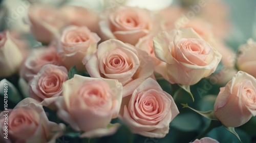 A bouquet of soft pink roses arranged beautifully.