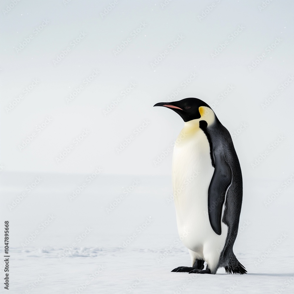 Obraz premium Charming Penguin Illustration: Simple and Elegant Design on White Background
