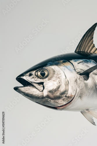 Elegant Tuna Fish: Simple and Detailed Profile Against White Backdrop
