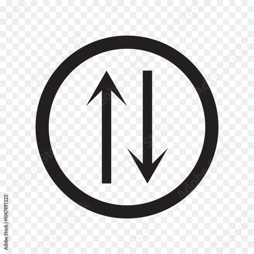 Data transfer arrows icon vector. Recycling, exchange, left and right and direction sing, up and down symbol arrow icon in transparent background. Vector illustration.