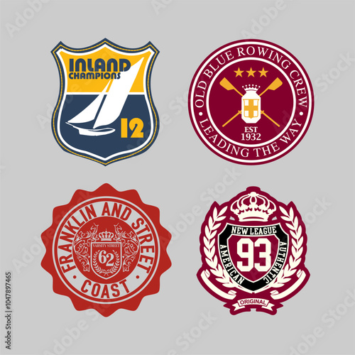 set of labels with ribbons