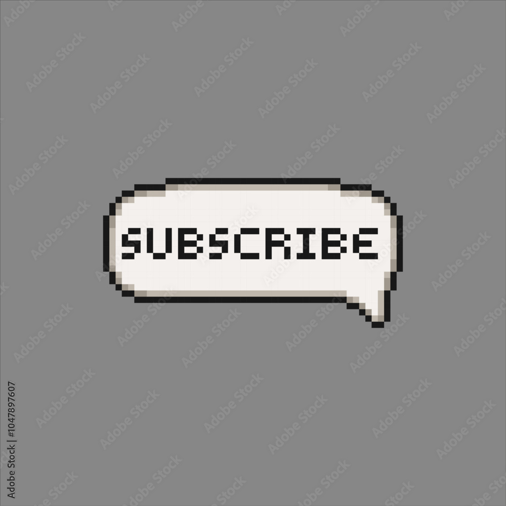 Subscribe, cloud dialogue letters, pixel art Subscribe, cloud dialogue letters, pixel art