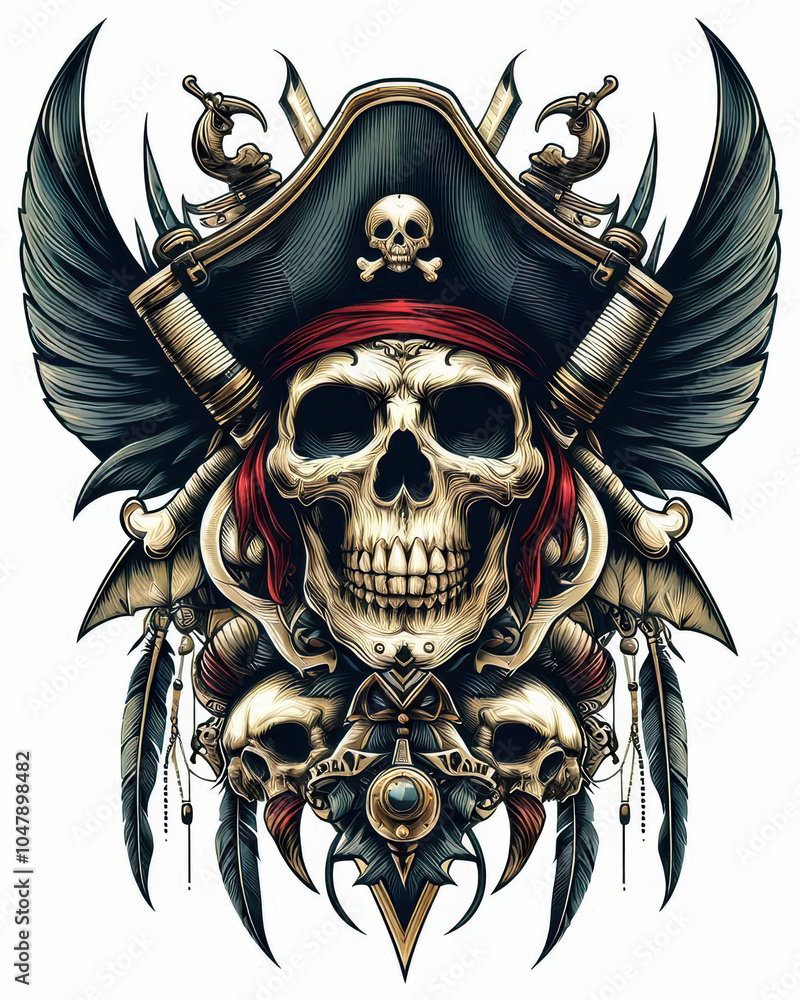 Fototapeta premium TRIBAL TATOO トライバル タトゥ 刺青 ドクロ 海賊