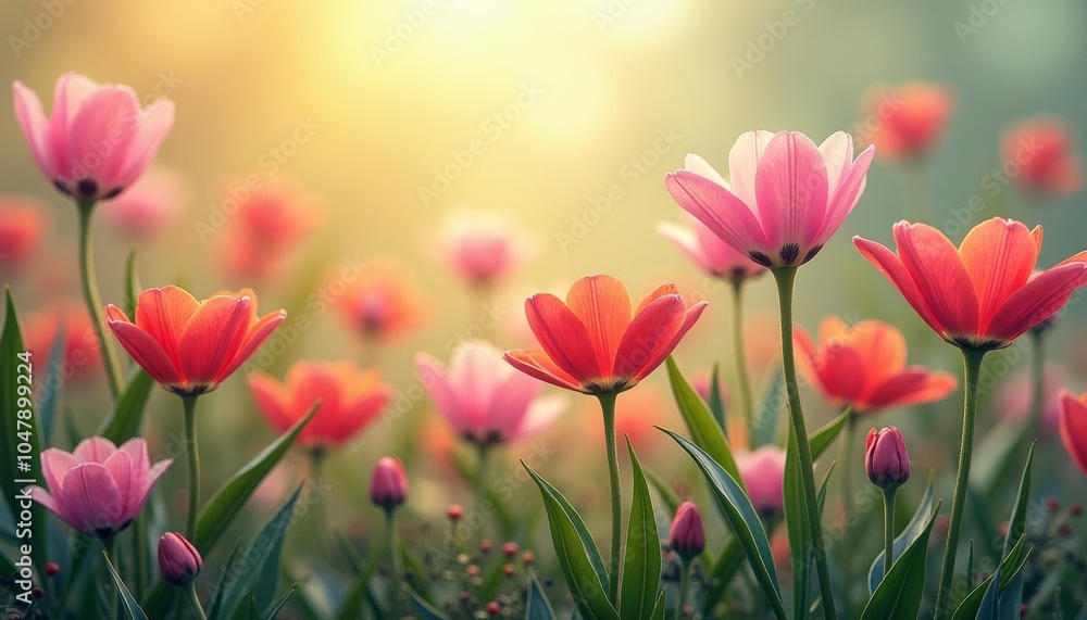 Blooming with joy A field of vibrant tulips Blooming with joy A field of vibrant tulips