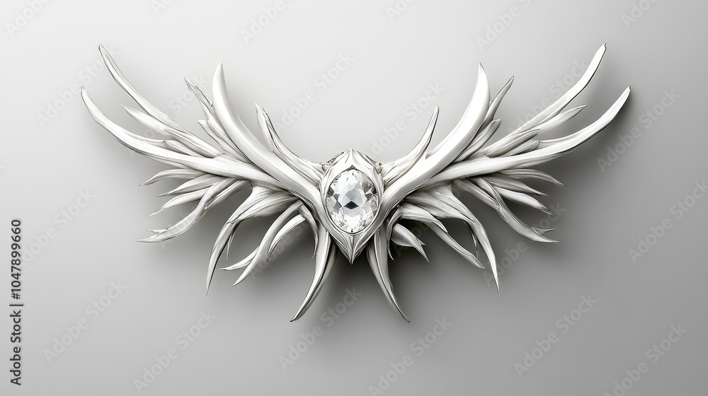 Elegant Winged Design with Gemstone Centerpiece Elegant Winged Design with Gemstone Centerpiece
