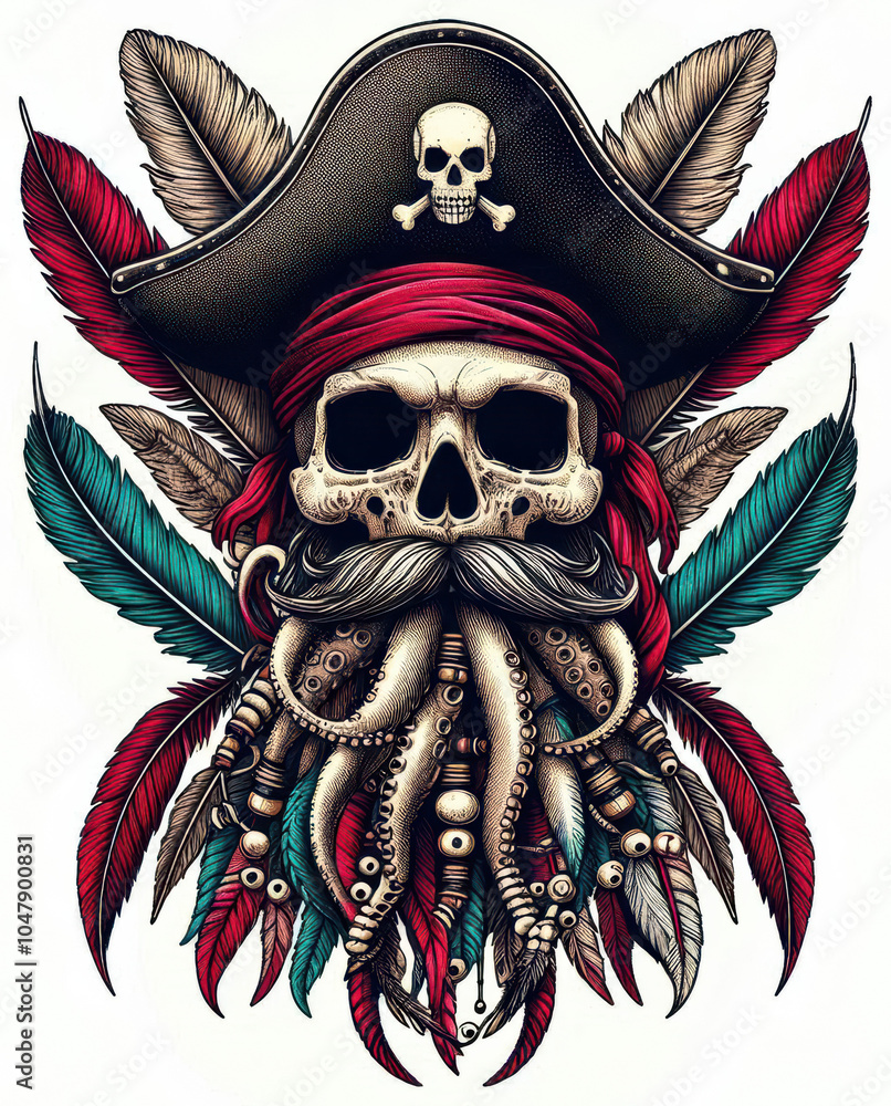 Fototapeta premium TRIBAL TATOO トライバル タトゥ 刺青ドクロ 海賊