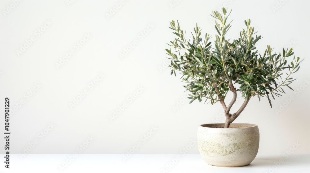 Olive tree in a stone pot on a white background,copy space. Olive tree in a stone pot on a white background,copy space.