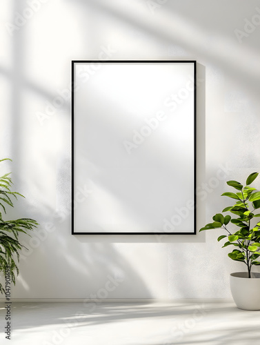 Wallpaper Mural 36シンプルな壁に掛けられた空白でミニマムなモックアップ/Blank and minimalist mock-up hanging on a simple wall　Gererated AI Torontodigital.ca