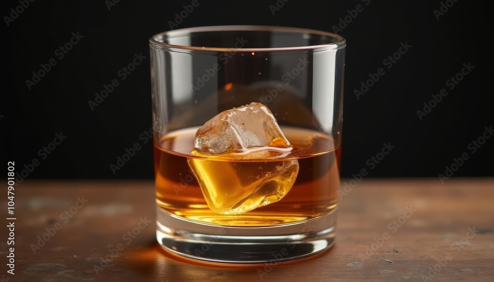 Refreshing cocktail with a large ice cube Refreshing cocktail with a large ice cube