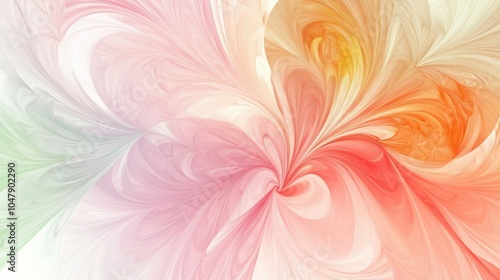 Elegant abstract spring background with vibrant floral patterns and soft pastel tones, isolated on white