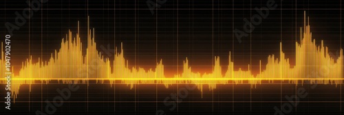 Abstract golden audio wave digital signal. photo