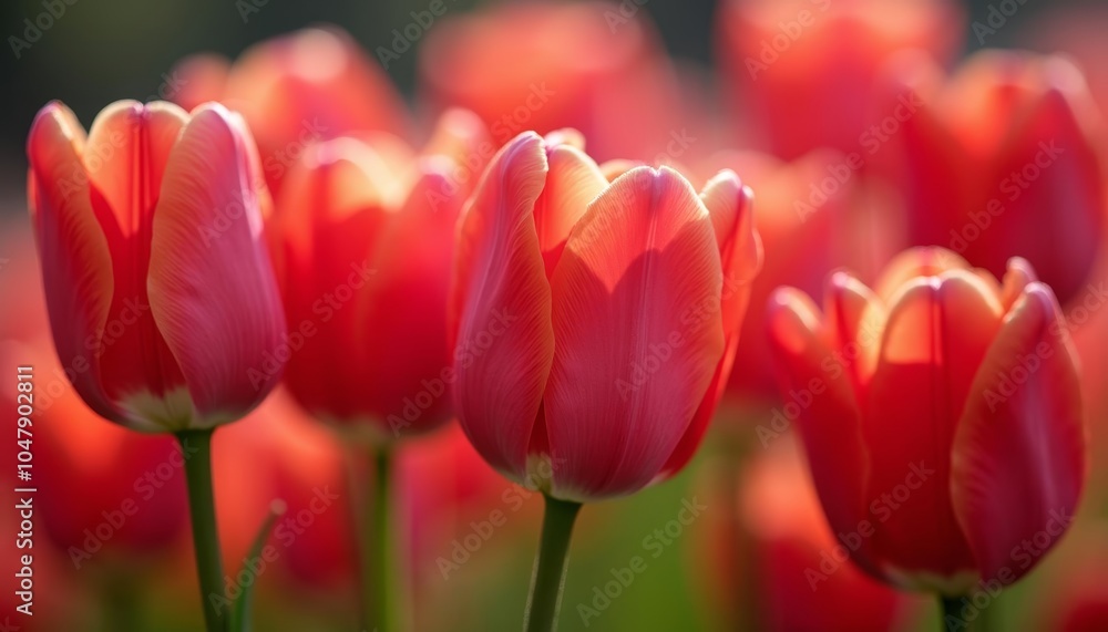Vibrant bouquet of red tulips in bloom Vibrant bouquet of red tulips in bloom