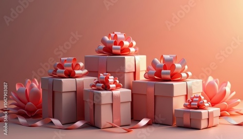  A bundle of joy  A collection of beautifully wrapped gifts photo