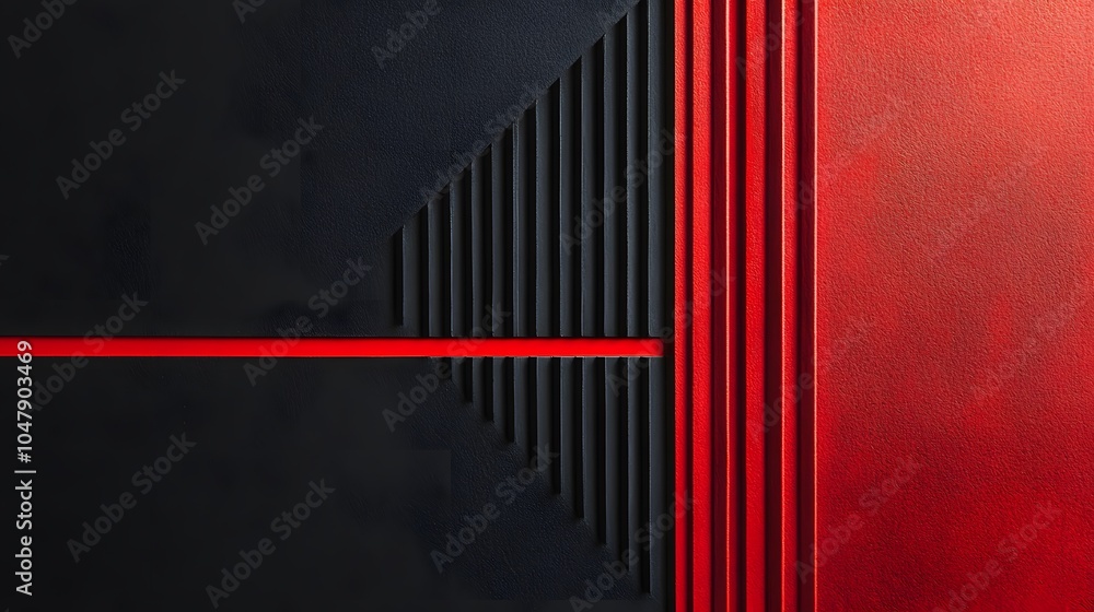 Obraz premium A black and red striped wall with a grey background. The wall is made of concrete