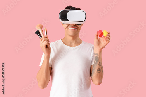 Male makeup artist in VR gl...